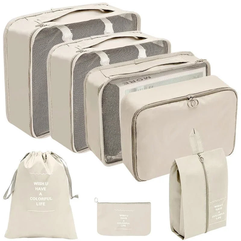 7/8/9/10 Pcs Set Travel Organizer Storage Bags Suitcase Packing Cubes  Cases Portable Wardrobe Luggage Clothes Shoe Pouch Fold